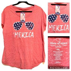 ‘Merica Patriotic T-shirt, State of Mine, USA, XXL